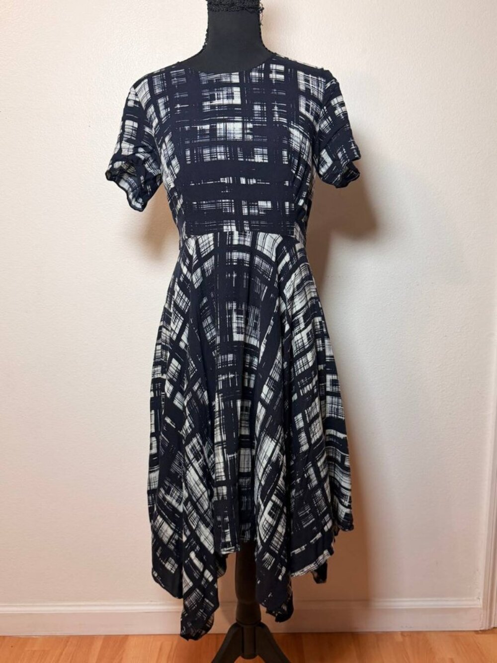 Anthropologie Corey Lynn Calter Navy Abstract Plaid Dress